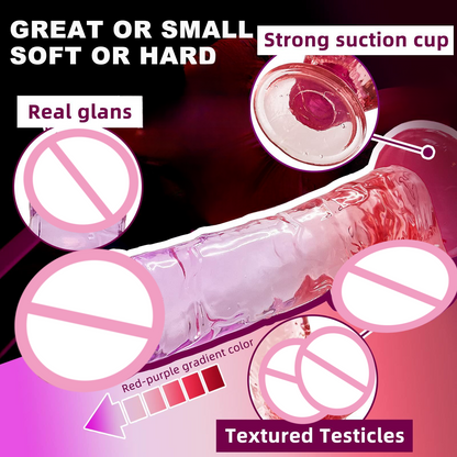 Jelly Colored Dildo Realistic Butt Plug - Lifelike Suction Cup Sex Toys for Women