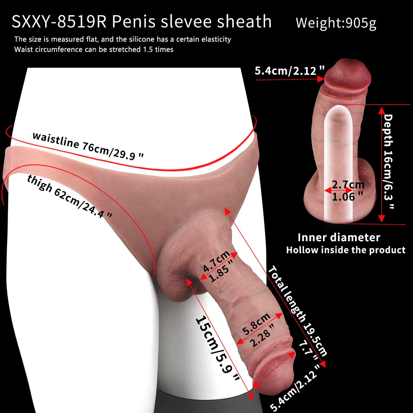 Thick Cock Sleeve Underwear - Realistic Penissleeve Extender Sex Toys for Men Gay Couple Play