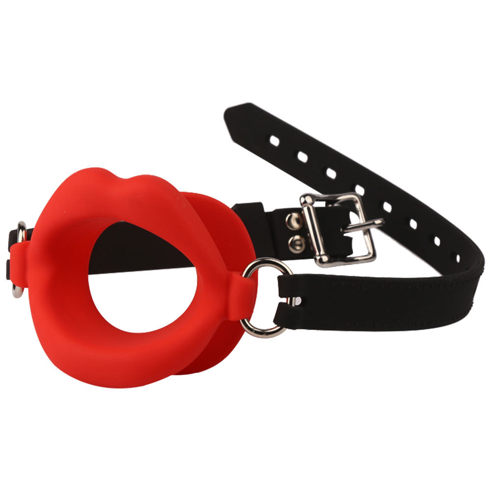 Fantasy Red Lip Ball Gag - Ledergürtel Bondage Fesseln BDSM Sexspielzeug