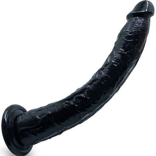 Riesiger schwarzer Dildo-Buttplug – 13 Zoll langes, trägerloses, realistisches Analdildo-Sexspielzeug aus Silikon