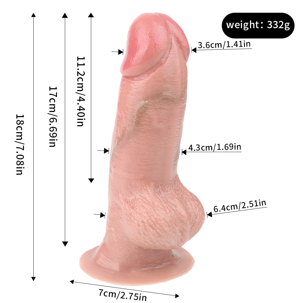 7-inch Realistic Anal Dildo Prostate Masssager - Life Size Small Testicle Penis Women Masturbator