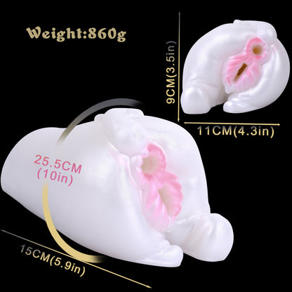 Tasse de masturbation de chatte de poche de cochon blanc - Jouet sexuel de massage de pénis à balle vibrante pour hommes