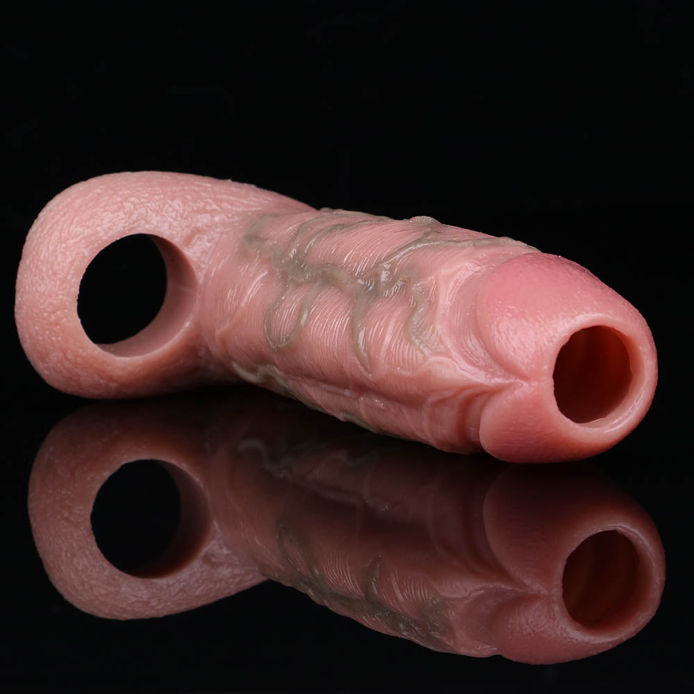 Manchon de pénis en silicone grandeur nature - Gaine de pénis de 6 pouces Agrandisseur Cockring Sex Toys pour hommes