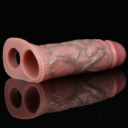 Manchon de pénis en silicone grandeur nature - Gaine de pénis de 6 pouces Agrandisseur Cockring Sex Toys pour hommes