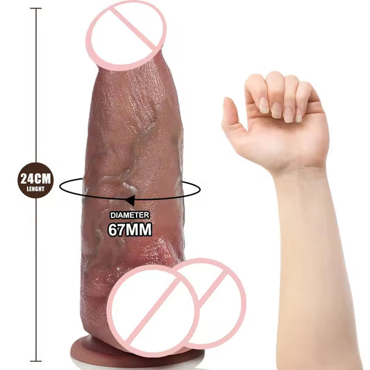 Realistischer Analdildo mit großem Umfang, Butt Plug – Riesiges Sexspielzeug für Frauen mit Saugnapf aus Silikon