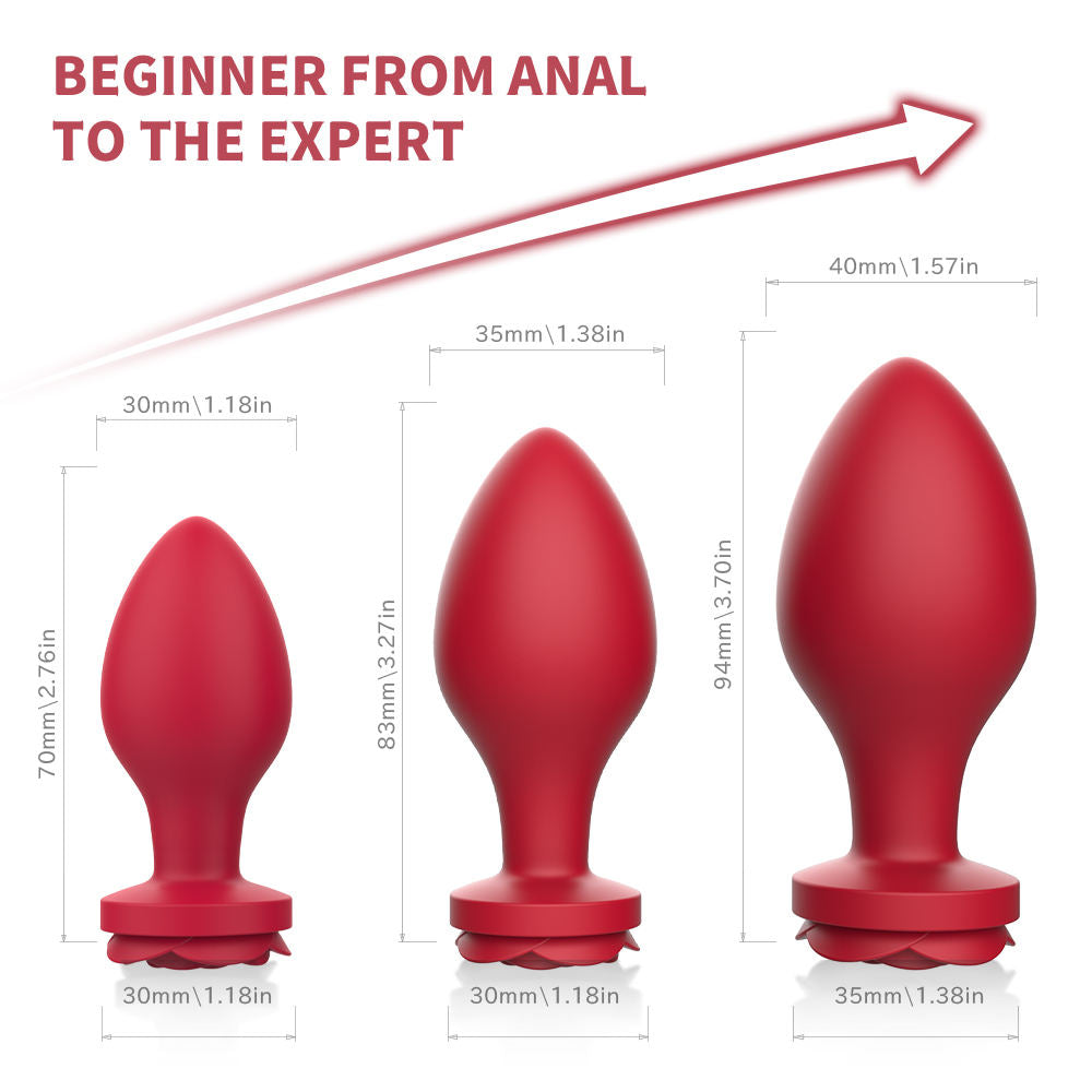 Rosenförmiger Silikon-Analplug – vibrierender Buttplug für weibliches Sexspielzeug