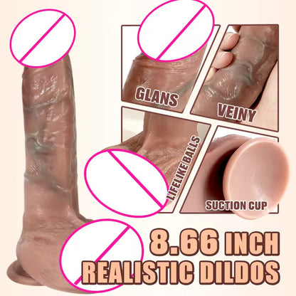 Realistic Dildo Butt Plug - 8.66 inch Huge Anal Dildo Vagina Prostate Massager