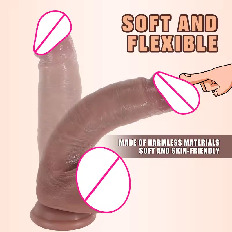 Lifelike Realistic Anal Dildo Butt Plug - Suction Cup Silicone Penis Sex Toy for Beginners