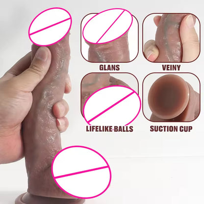 Realistic Anal Dildo Prostate Massager - Lifelike Sliding Skin Penis Women Vaginal Masturbator