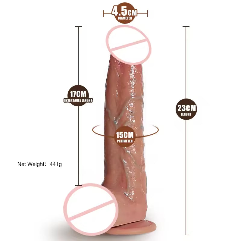 Realistischer Dildo-Buttplug - Lebensechter Penis aus Silikon mit Saugnapf für Frauen