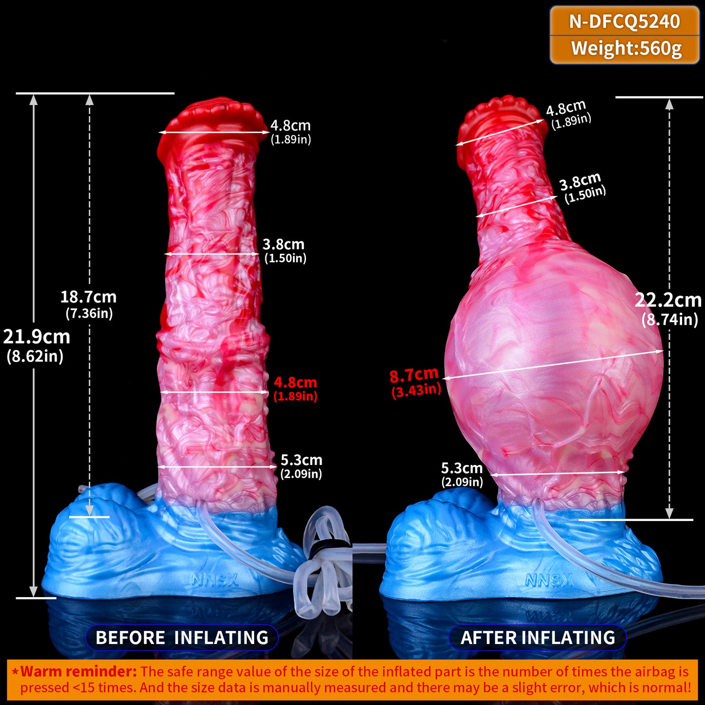 Inflatable Monsterdildo Ejaculating Dildo Butt Plug - Sillicone Knotted Prostate Massage Anal Sex Toys for Women