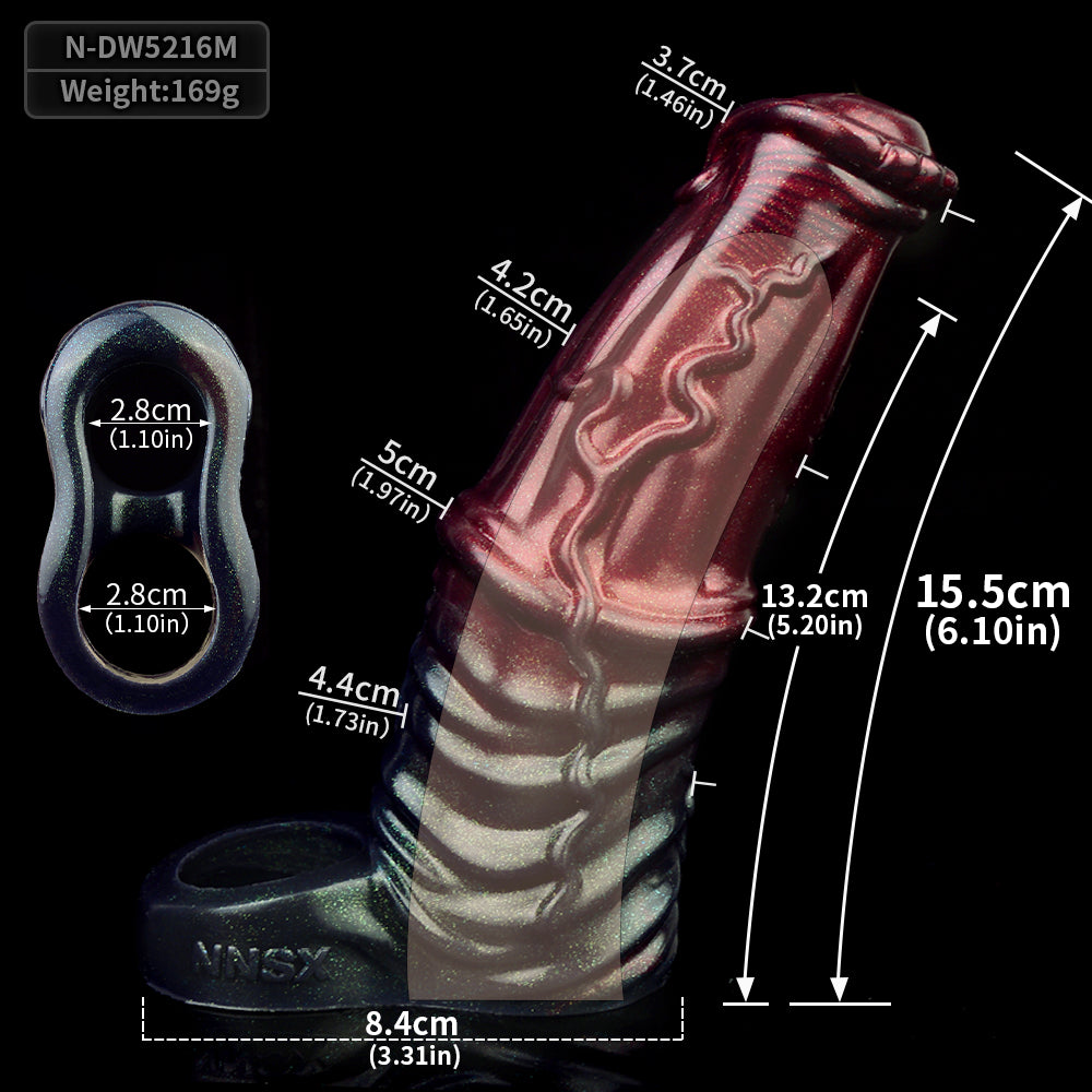 Black Samurai Cock Sleeve Sheath - Fantasy Silicone Penissleeve Extender Sex Toys for Men