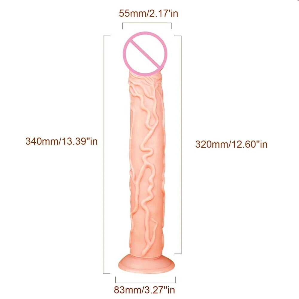 Godemichet anal réaliste de 14 pouces de long - Godes en silicone masseur de prostate point G