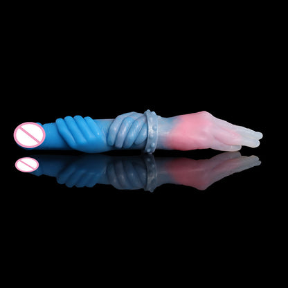 Doppelendiger Faustdildo-Buttplug - Fantasiefarbenes Silikon-Sexspielzeug für Frauen und Lesben