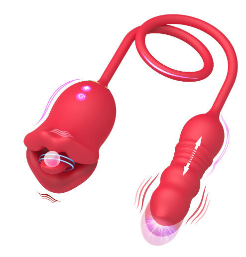 Doppelenddildo, stoßender Klitorisvibrator – G-Punkt-Anal-Stroker-Klitoris-Stimulator, Oralsex-Spielzeug