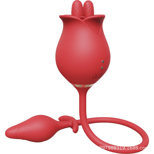 Doppelseitiger Analplug-Dilatator, Klitorisklemmen-Stimulator – 2-in-1-Fantasiegeschenk, Rosenspielzeug