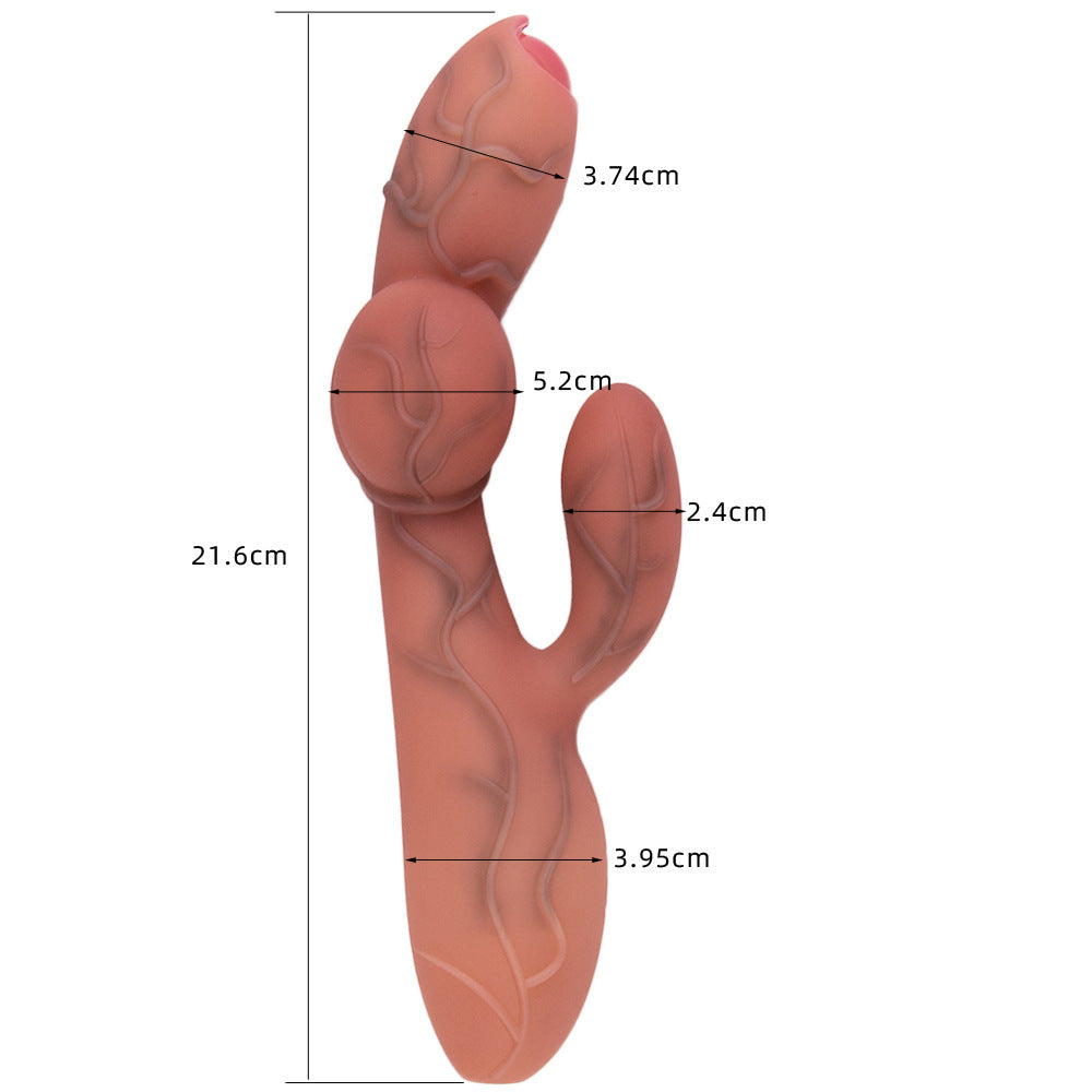 Big Knotted Vibrating Dildo Clit Vibrator - Auto Heat Silicone Realistic Sex Toy for Women