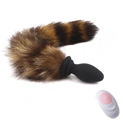 Plug anal queue de renard télécommandé - Plug anal vibrant Furry Sex Toys Games