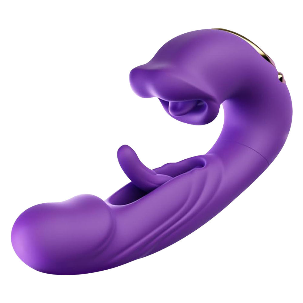 Vibrating Realistic Anal Dildo Rabbit Clit Clamping G Spot Tickle Flapping Sex Toys for Women