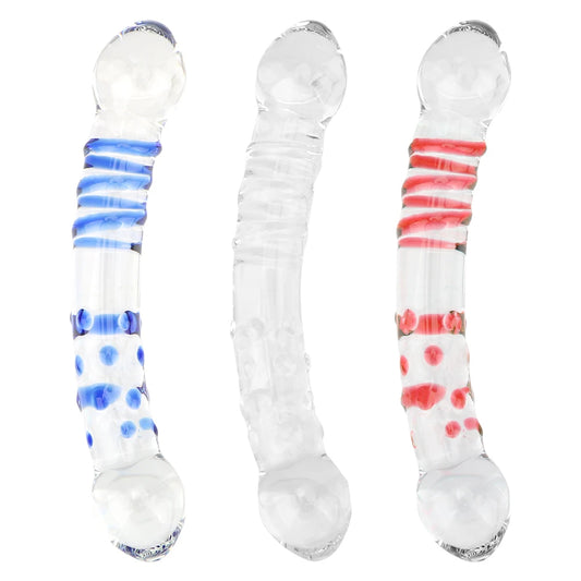 Gode ​​double en verre – Gode anal en cristal coloré, plug anal, masseur de prostate