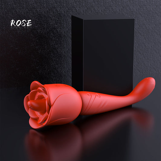 Klitorisklemmen G-Punkt-Vibrator – 2-in-1-Zungenleck-Vibrationsdildo-Rosenspielzeug