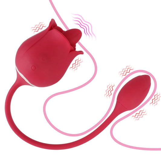 Rose Klitorisklemmender weiblicher Vibrator – vibrierendes Höschen-Ei zum Klitorislecken mit zwei Enden