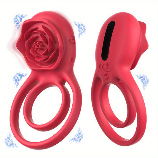 Anneau pénien vibrant clitoridien Rose - Stimulateur de clitoris télécommandé Double anneaux Couple Sex Toys