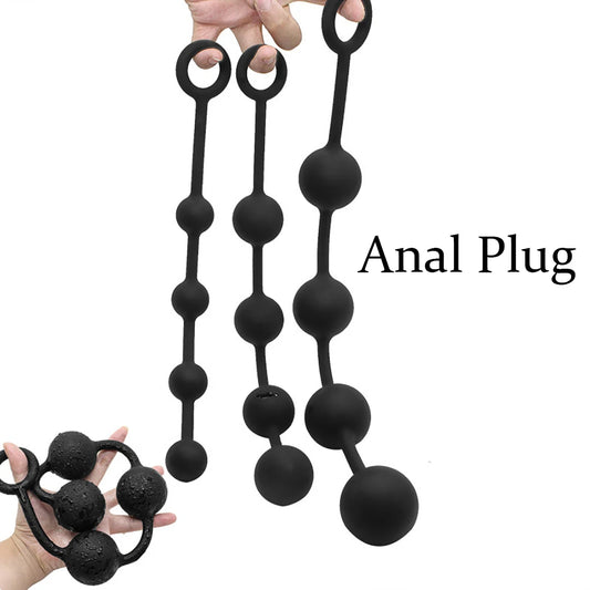 Plug anal à grosses perles anales - Gode noir en silicone souple, jouets sexuels pour hommes et femmes