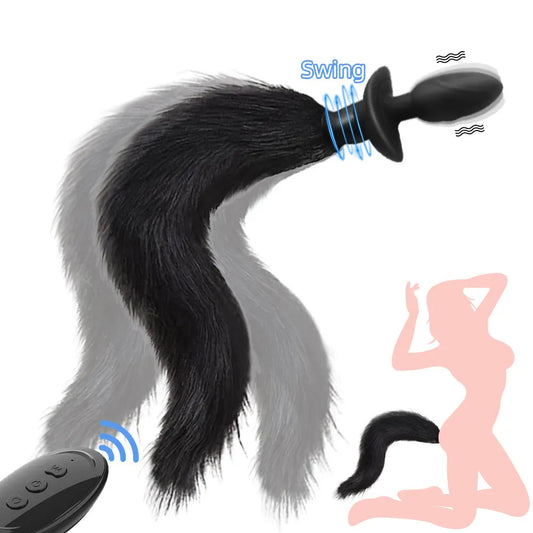 Fox Tail Butt Plug - Remote Control Vibrating Anal Plug Rotating Prostate Milk