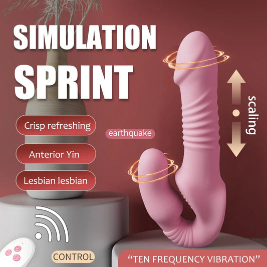 Gode ​​de poussée télécommandé - Sangle sur gode vibrateur jouets sexuels pour femmes