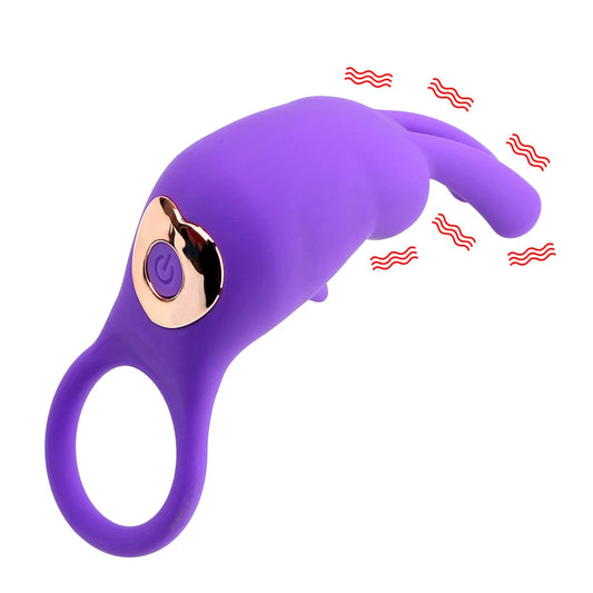 Stimulateur de clitoris vibrant avec anneau pénien - Vibromasseur clitoridien de lapin Couple Sex Toys