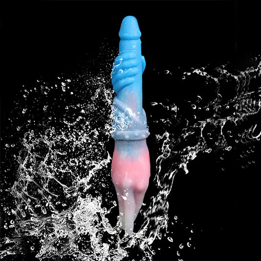 Doppelendiger Faustdildo-Buttplug - Fantasiefarbenes Silikon-Sexspielzeug für Frauen und Lesben