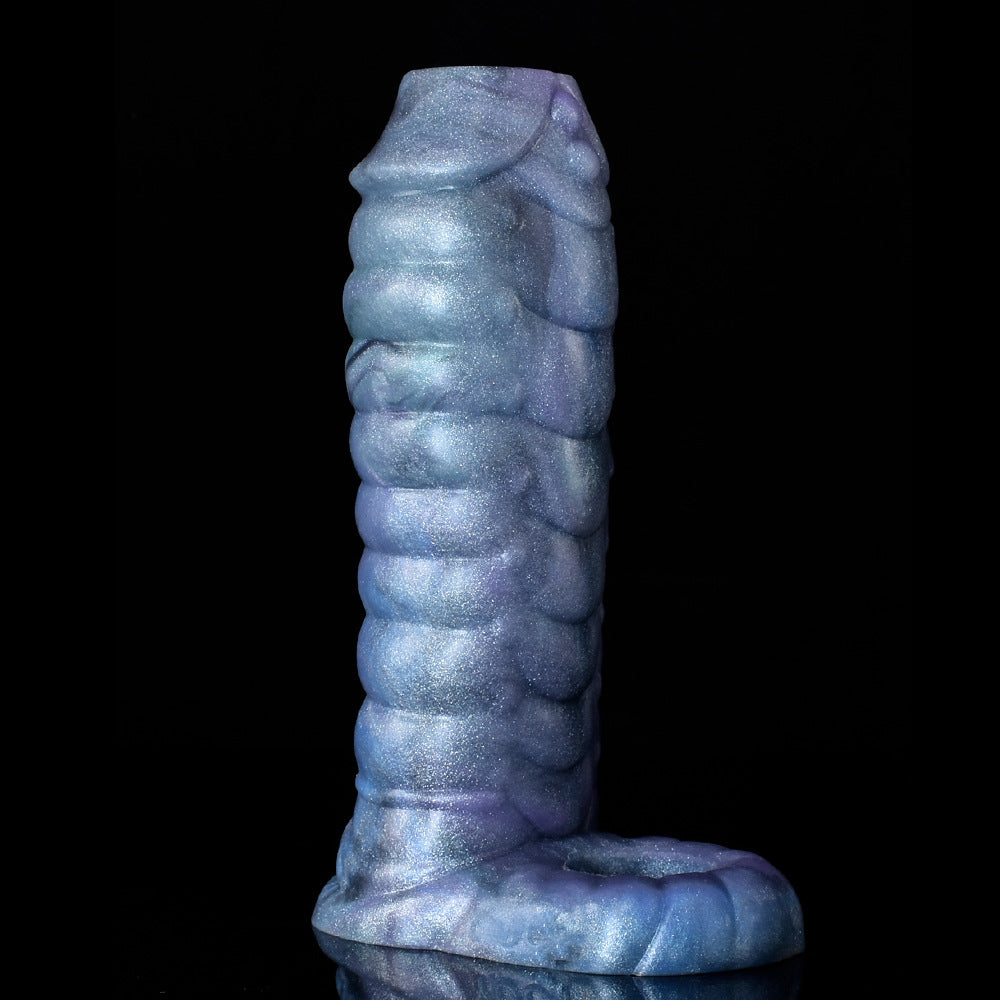 Monsterdildo Ribbed Cock Sleeve Male Masturbator - Silicone Dragon Penis Enlarger Sex Toy for Men