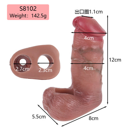 Big Thick Dildo Cock Sleeve Extender - Silicone Soft Lifelike Penis Condom Sex Toy for Men