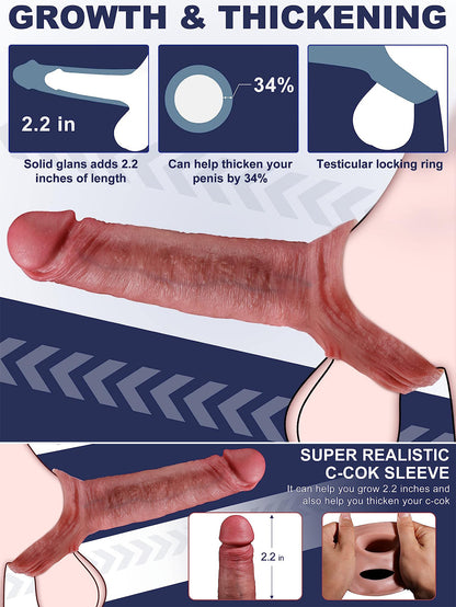 Realistischer Penisverlängerungsdildo aus Silikon – Umschnallbarer Penisring mit Penisvergrößerung für Männer