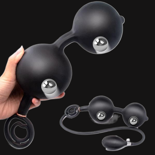 Godemiché gonflable avec double boule en acier, plug anal redimensionnable intégré, jouets sexuels pour hommes et femmes