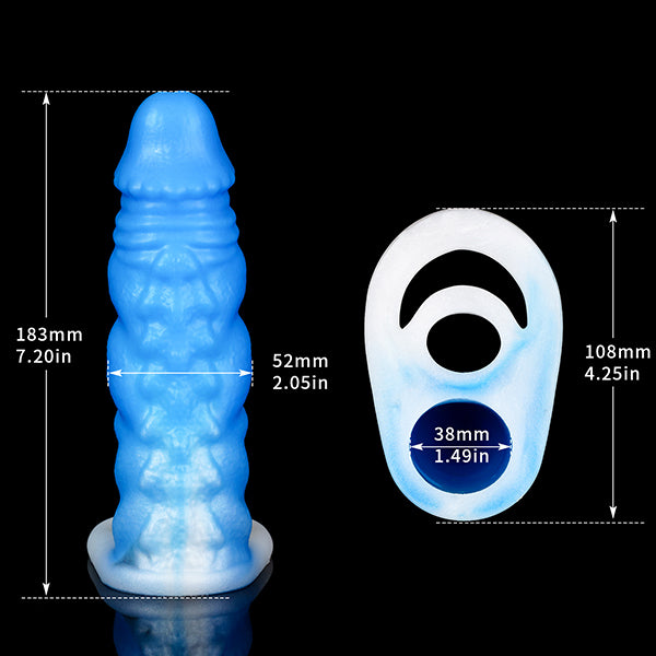 Leuchtender Monsterdildo Penishüllen-Extender - Hochwertiger Penisring aus Silikon zur Penisvergrößerung für Männer