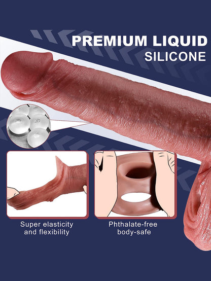 Gode ​​réaliste en silicone d'extension de pénis - Agrandisseur de pénis de manchon d'anneau pénien à sangle pour hommes